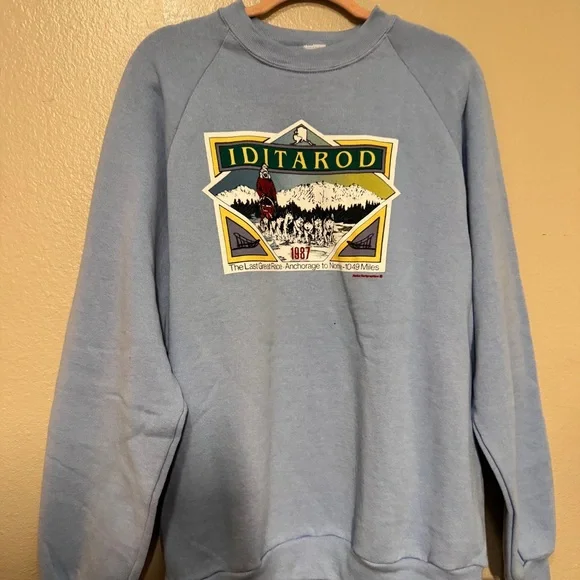 Jerzees Light Blue Iditarod Crewneck Sweater - Picture 2 of 5